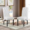 Dining PU Chair with Solid Wood Legs; 18.11" L x 24.01" W x 40.95" H White