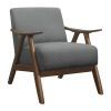 Modern Home Furniture Gray Fabric Upholstered 1pc Accent Chair Walnut Finish Wood Cushion Back and Seat Furniture