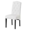 Dining PU Chair with Solid Wood Legs; 18.11" L x 24.01" W x 40.95" H White