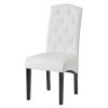 Dining PU Chair with Solid Wood Legs; 18.11" L x 24.01" W x 40.95" H White