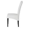 Dining PU Chair with Solid Wood Legs; 18.11" L x 24.01" W x 40.95" H White