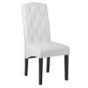 Dining PU Chair with Solid Wood Legs; 18.11" L x 24.01" W x 40.95" H White