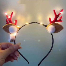 Christmas Decorative Head Hoop Luminous Antlers Party Decoration Supplies (Option: Hair Ball Antlers Warm Light)