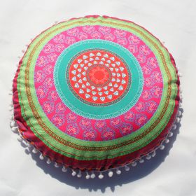 Flower Round Seat Cover Furniture Cushion Case (Option: Rose Red Bohemian-43cm Diameter Pillowcase)