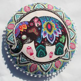 Flower Round Seat Cover Furniture Cushion Case (Option: Haqing Elephant-43cm Diameter Pillowcase)