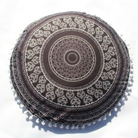 Flower Round Seat Cover Furniture Cushion Case (Option: Black Ethnic Style-43cm Diameter Pillowcase)