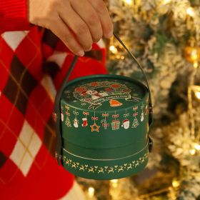 Christmas Gift Box Portable Decorative Packing Box (Option: Round Dark Green)