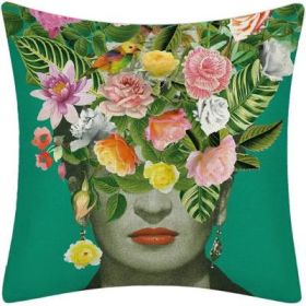 New Mexico Frida Caro Woman Self-portrait Pattern Digital Printing Linen Pillow Cover (Option: 10style-45cm)