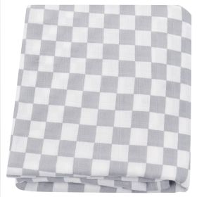 Summer Baby Blanket Bamboo Cotton Gauze Bath Towel (Option: Gray Plaid-120x120)