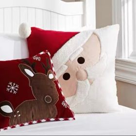 Christmas Gift Style Pillow Embroidered Affixed Cloth Embroidered Cushion (Option: Santa Claus-Default Item)