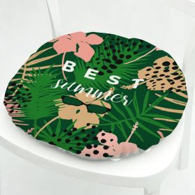 Green Leaves Geometric Polyester Chair Cushion Flowers And Plants (Option: Round 2 Leaves No 8-Velvet)