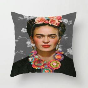 New Mexico Frida Caro Woman Self-portrait Pattern Digital Printing Linen Pillow Cover (Option: 5style-45cm)