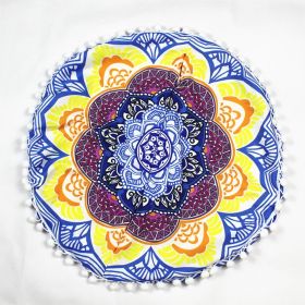 Flower Round Seat Cover Furniture Cushion Case (Option: Blue Yellow Flower-43cm Diameter Pillowcase)