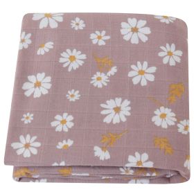 Summer Baby Blanket Bamboo Cotton Gauze Bath Towel (Option: Purple Daisy-120x120)