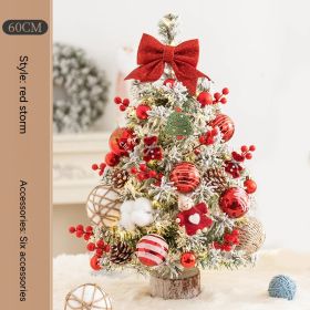 Decoration Christmas Tree Household Desk Ornaments (Option: Red Storm 60cm With Lights)