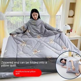 Multi-functional Lazy Quilt Student Dormitory Can Wear Sleeved Quilt (Option: Trendy Play Bear-Adult Pillow)