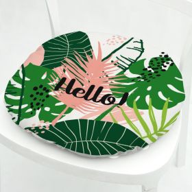 Green Leaves Geometric Polyester Chair Cushion Flowers And Plants (Option: Round 2 Leaves No 4-Velvet)