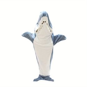 Shark Onesie Blanket For Adults, Shark Blanket Hoodie, Shark Blanket Super Soft Cozy Flannel, Boys Girls Cosplay Costume Sleeping Bag For Night (Option: Blue-L)