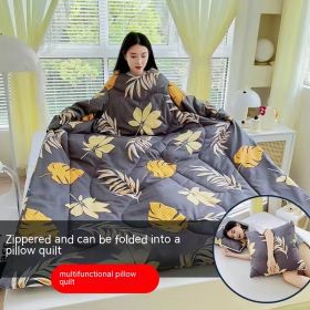 Multi-functional Lazy Quilt Student Dormitory Can Wear Sleeved Quilt (Option: Golden Maple Leaf-Adult Pillow)