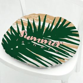 Green Leaves Geometric Polyester Chair Cushion Flowers And Plants (Option: Round 2 Leaves No 2-Velvet)