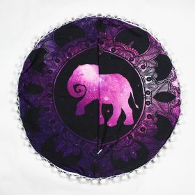 Flower Round Seat Cover Furniture Cushion Case (Option: Purple Elephant-43cm Diameter Pillowcase)