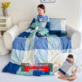 Multi-functional Lazy Quilt Student Dormitory Can Wear Sleeved Quilt (Option: Melbourne Green-Adult Pillow)