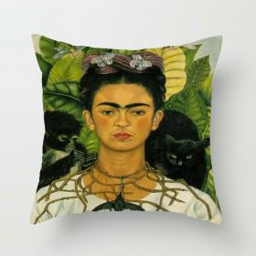 New Mexico Frida Caro Woman Self-portrait Pattern Digital Printing Linen Pillow Cover (Option: 2style-45cm)