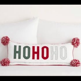 Christmas Gift Style Pillow Embroidered Affixed Cloth Embroidered Cushion (Option: HOHOHO Pillow With Core-Default Item)