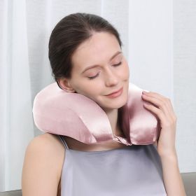 Silk U-shape Pillow Solid Color Neck Pillow (Option: Lotus Root Pink-Free Size)