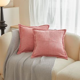 Solid Christmas Corduroy Corn Stripe Cushion Cover (Option: Pink-45x45cm)