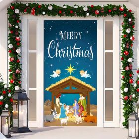 Christmas Curtain Decoration Hanging Cloth Background (Option: 15 Style-90x200cm)