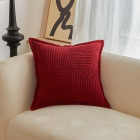 Solid Christmas Corduroy Corn Stripe Cushion Cover (Option: Christmas Red-45x45cm)