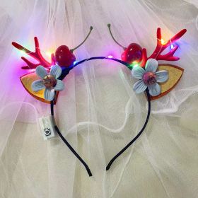 Christmas Decorative Head Hoop Luminous Antlers Party Decoration Supplies (Option: Cherry Antlers)