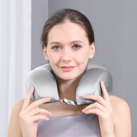 Silk U-shape Pillow Solid Color Neck Pillow (Option: Silver Gray-Free Size)