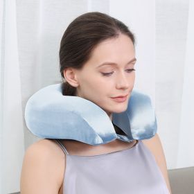 Silk U-shape Pillow Solid Color Neck Pillow (Option: Tian Bing Blue-Free Size)