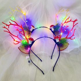 Christmas Decorative Head Hoop Luminous Antlers Party Decoration Supplies (Option: Mushroom Big Elk)