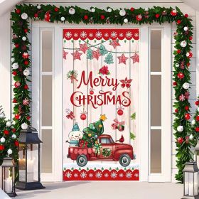 Christmas Curtain Decoration Hanging Cloth Background (Option: 1 Style-90x200cm)