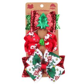 Christmas Children's Bow Barrettes Three Sets (Option: 5Color)