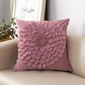 Affordable Luxury Style French Cream Style Three-dimensional Petals Netherlands Velvet Simple Sofa Pillow (Option: Pink-45x 45CM Pillow)