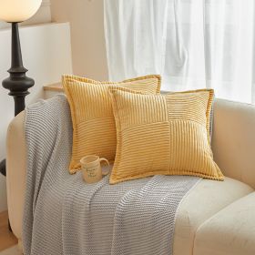 Solid Christmas Corduroy Corn Stripe Cushion Cover (Option: Tender Yellow-45x45cm)