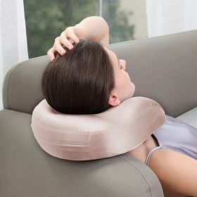 Silk U-shape Pillow Solid Color Neck Pillow (Option: Champagne Gold-Free Size)