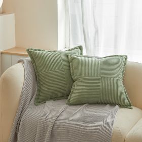 Solid Christmas Corduroy Corn Stripe Cushion Cover (Option: Light Green-45x45cm)