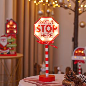 Christmas Road STOP Decorative Light Wooden (Option: Octagonal STOP Sign-Warm Light)