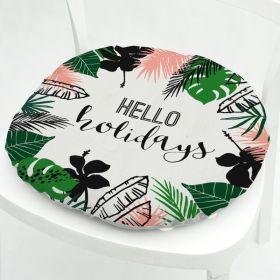 Green Leaves Geometric Polyester Chair Cushion Flowers And Plants (Option: Round 2 Leaves No 9-Velvet)