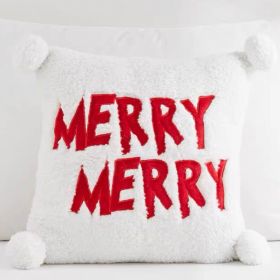 Christmas Gift Style Pillow Embroidered Affixed Cloth Embroidered Cushion (Option: Merry Pillow With Core-Default Item)