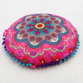 Flower Round Seat Cover Furniture Cushion Case (Option: Rose Leaves Flowers-43cm Diameter Pillowcase)