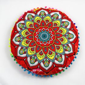 Flower Round Seat Cover Furniture Cushion Case (Option: Red New Flowers-43cm Diameter Pillowcase)