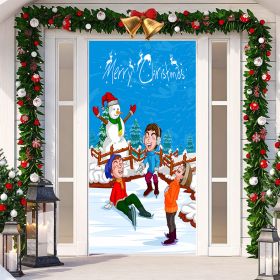 Christmas Festival Door Set Decorative Cloth (Option: SDMT131-Width 90cmx Height 200cm)