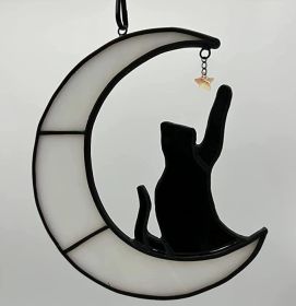 Moon Cat Flat Pendant Acrylic Indoor Window Decoration Commemorative Gift (Option: 7 Colors)