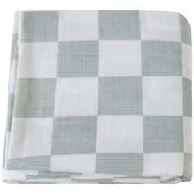 Summer Baby Blanket Bamboo Cotton Gauze Bath Towel (Option: Gray Green Large Plaid-120x120)